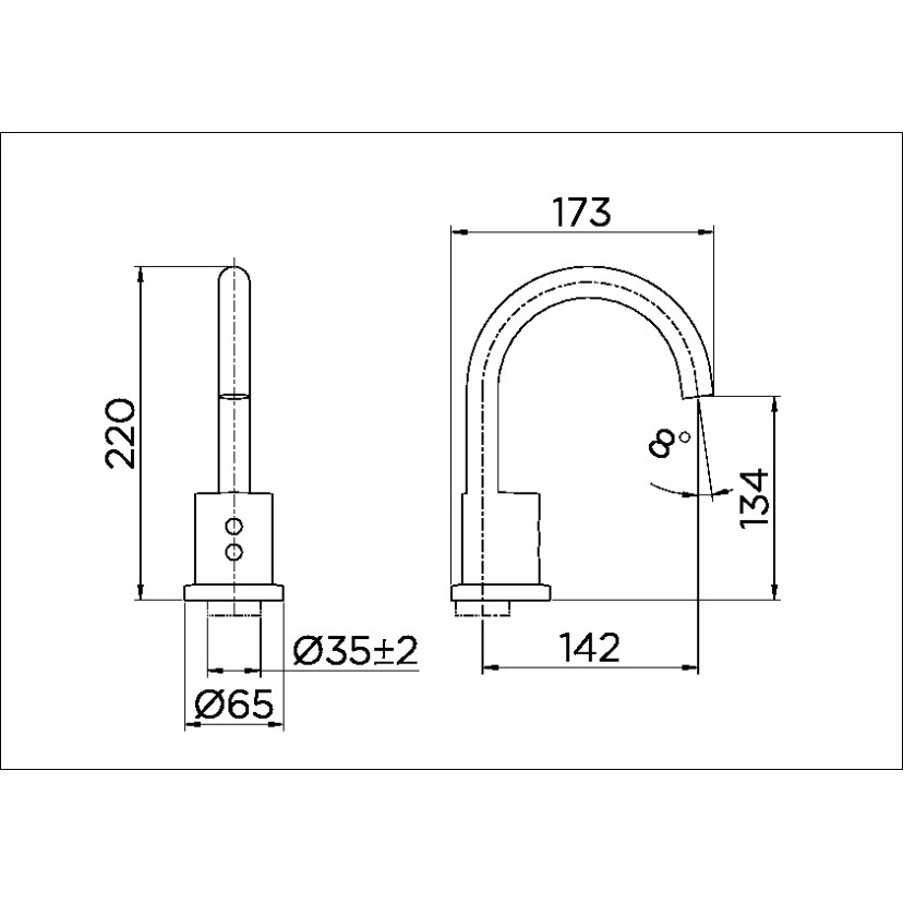 Torneira bica baixa de mesa para lavatório DocolEletric cromado 00218106