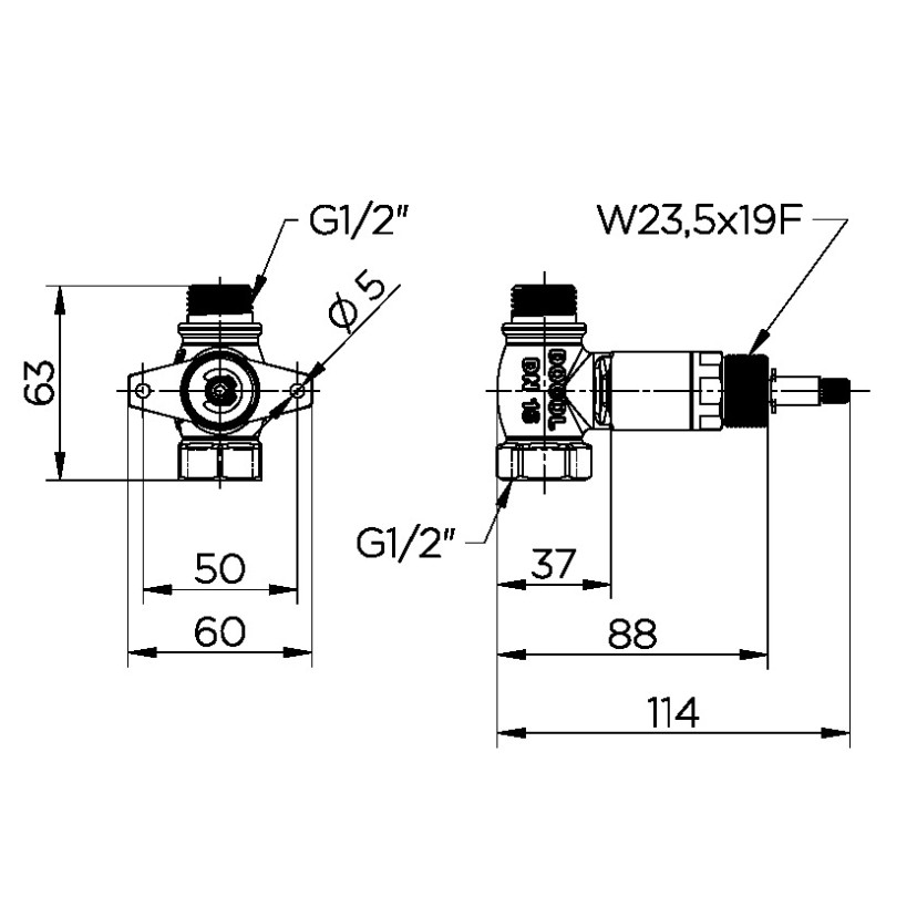 Registro de pressão 1/2" DocolBase para drywall 00219300