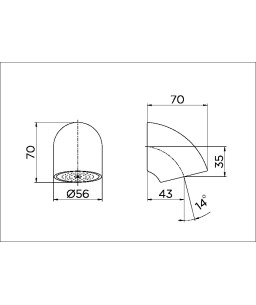 Docol Chuveiro passante 200-300 mm alta segurança 00332906