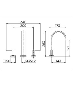 Misturador para banheiro bica alta Square 00348406