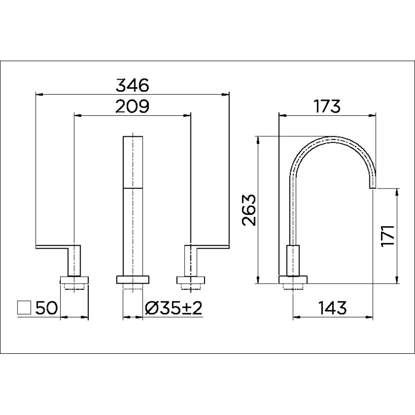 Misturador para banheiro bica alta Square 00348406