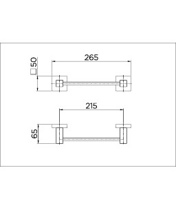 Porta-toalha rosto 265 mm de parede Square grafite polido 00388448