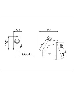 Misturador bica baixa de mesa para lavatório PressMatic 110 cromado 00425806