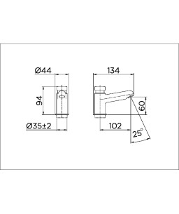 Torneira bica baixa de mesa para lavatório PressMatic Alfa cromado 00446106