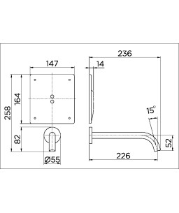 Torneira de parede DocolSensor on/off embutido para lavatório DocolEletric inox escovado 00446916