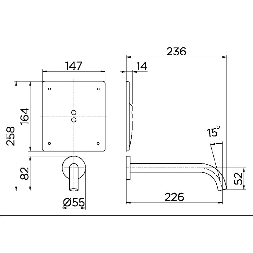 Torneira de parede DocolSensor on/off embutido para lavatório DocolEletric inox escovado 00446916