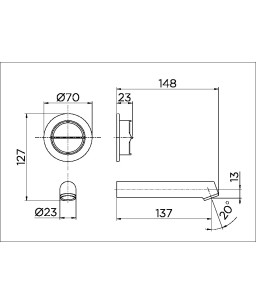 Torneira para banheiro de parede antivandalismo alta pressão/baixa pressão 135 mm PressMatic 00469406