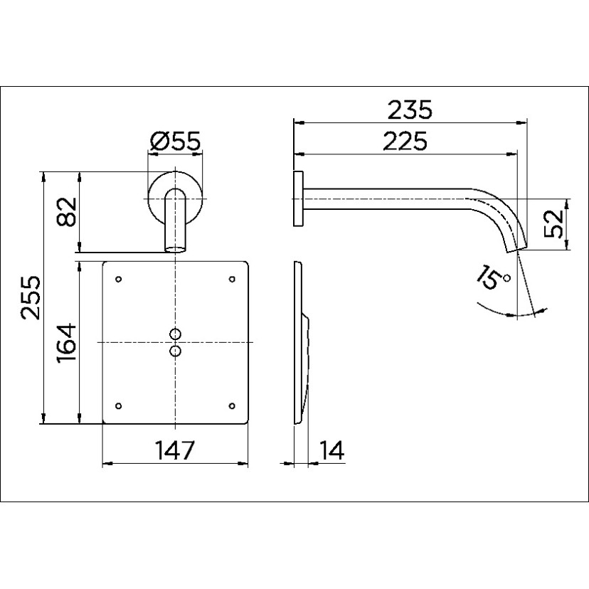 Torneira de parede DocolSensor embutido para lavatório DocolEletric inox escovado 00471116