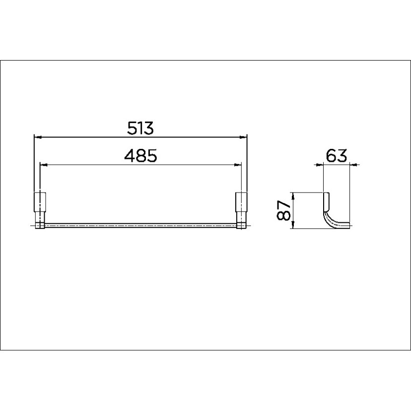 Porta-toalha bastão 513 mm de parede Top cromado 00533706