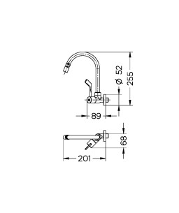 Torneira para cozinha de parede 1/2" e 3/4" Docol Vitta 00539206