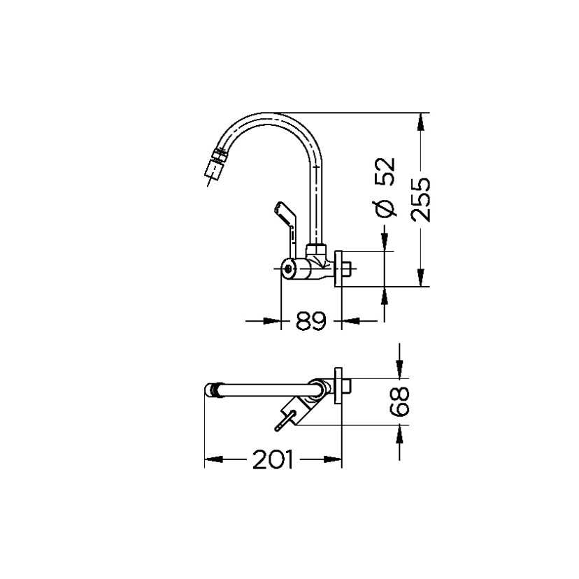 Torneira para cozinha de parede 1/2" e 3/4" Docol Vitta 00539206