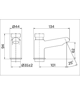 Torneira bica baixa de mesa para lavatório LEED PressMatic Alfa cromado 00592606