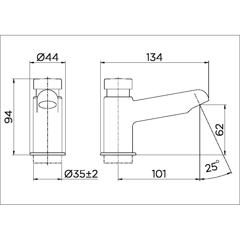 Torneira bica baixa de mesa para lavatório LEED PressMatic Alfa cromado 00592606