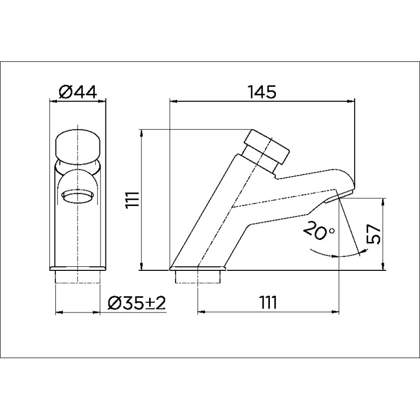 Torneira bica baixa de mesa para lavatório LEED PressMatic 110 cromado 00592806