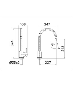 Monocomando bica alta de mesa para cozinha ColdStart LEED Monet cromado 00606606