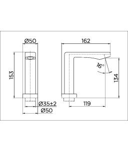 Torneira bica baixa de mesa para lavatório Galaxi cromado 00621306