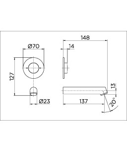 Torneira para banheiro de parede antivandalismo 135mm Ciclo Fixo PressMatic 00633206