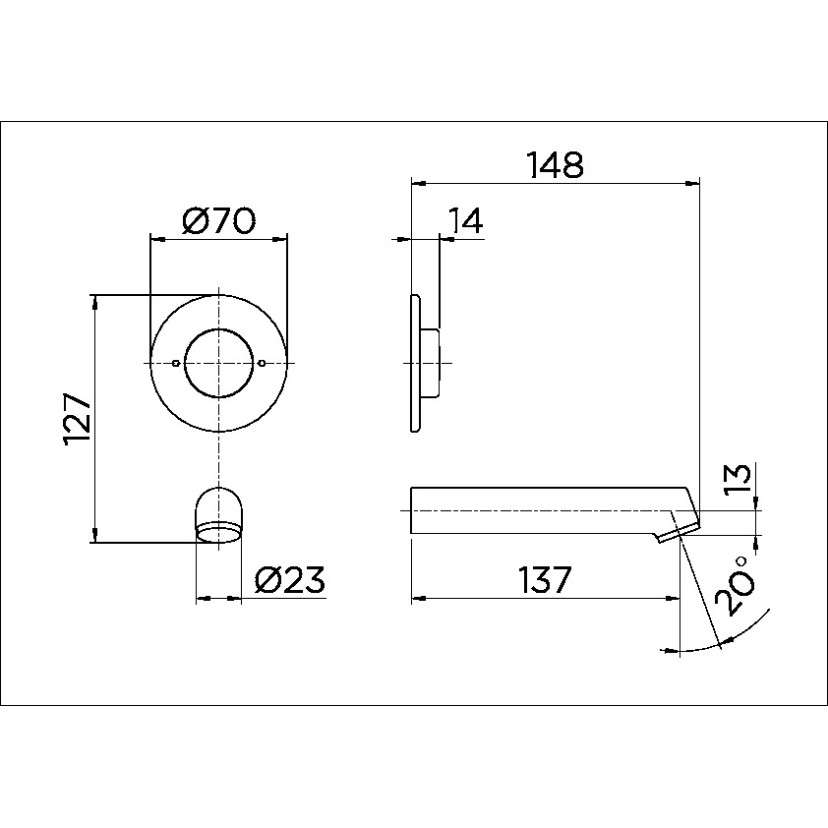 Torneira para banheiro de parede antivandalismo 135mm Ciclo Fixo PressMatic 00633206
