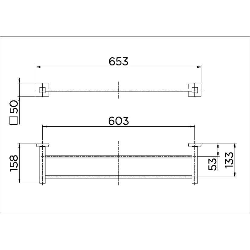 Porta-toalhas bastão duplo 653 mm Square níquel escovado 00641844