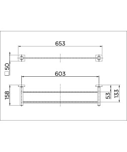 Porta-toalhas Bastão Duplo 653mm Square Ouro escovado 00641872