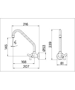 Torneira para cozinha de parede 1/2" e 3/4" Docol Primor 00673606