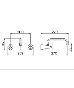 Misturador para cozinha de parede 1/2" e 3/4" Docol Primor 00675006