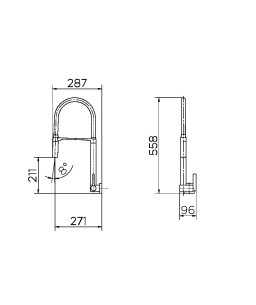 Torneira para cozinha de parede bica alta Doc preto 00742857