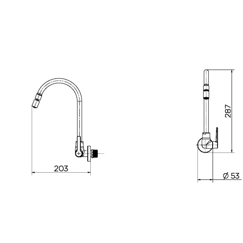 Torneira para cozinha de parede bica alta Gali 00801406