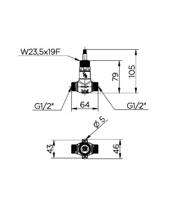 Registro de pressão DocolBase 1/2" MxM c/ aba fixação 00819300