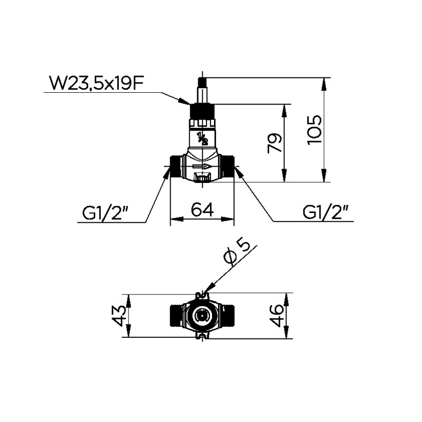 Registro de pressão DocolBase 1/2" MxM c/ aba fixação 00819300