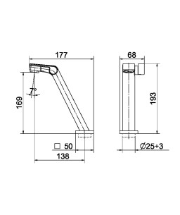 Torneira bica baixa de mesa para lavatório DocolStillo cobre polido 00820230