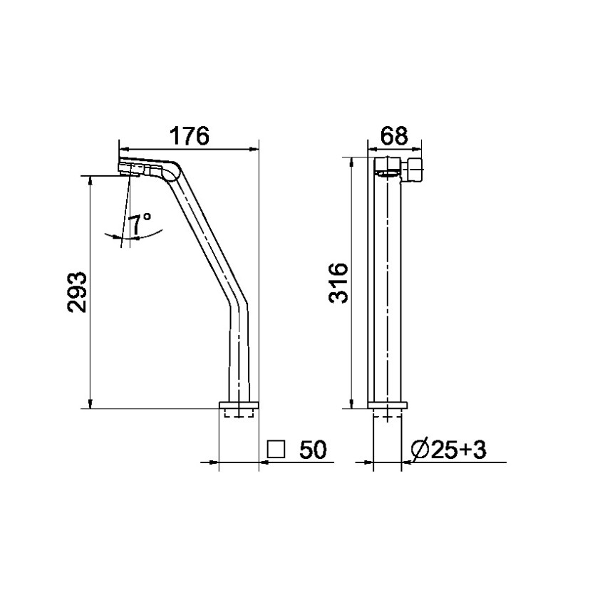 Torneira bica alta de mesa para lavatório DocolStillo cobre escovado 00820369