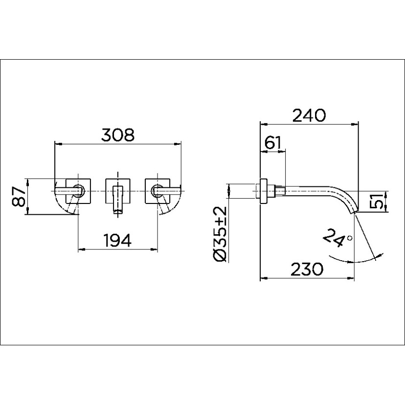Misturador de parede para lavatório DocolStillo cobre escovado 00832469