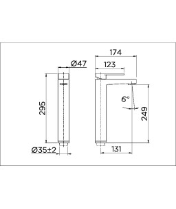 Monocomando bica alta de mesa para lavatório Argon níquel escovado 00847844