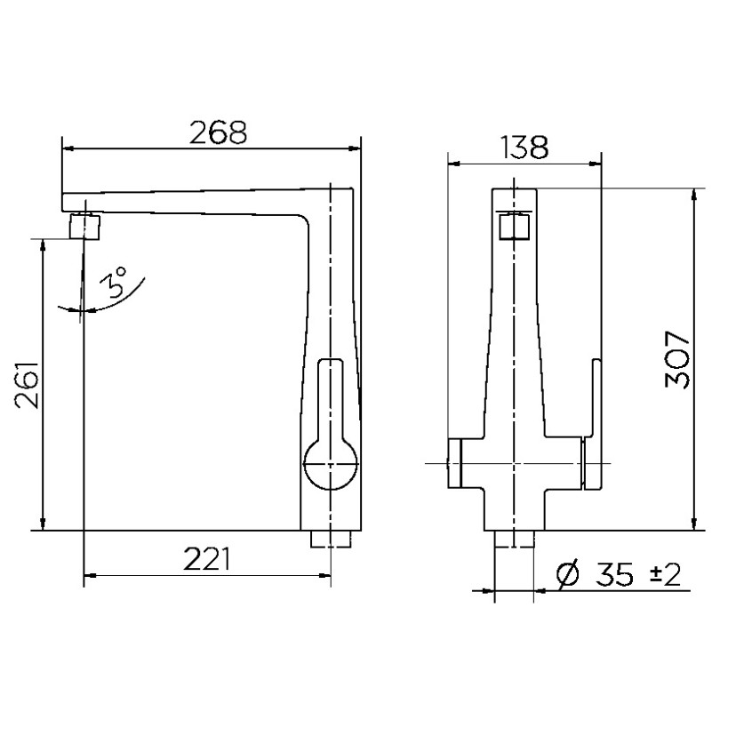 Monocomando de mesa para cozinha DocolOzônio cromado 00870906
