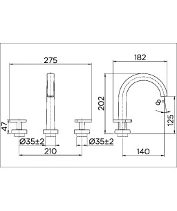 Misturador de mesa para lavatório DocolCity cobre escovado 00878169