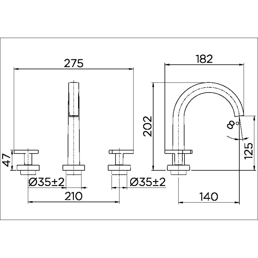 Misturador de mesa para lavatório DocolCity cobre escovado 00878169