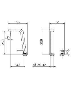 Monocomando para Banheiro Bica Alta Vougan Grafite Escovado 00884670