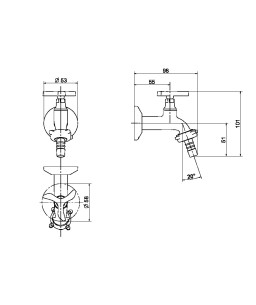 Torneira para jardim com canopla 1130 Nova Pertutti 00903706