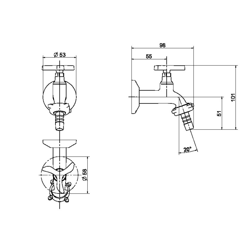 Torneira para jardim com canopla 1130 Nova Pertutti 00903706