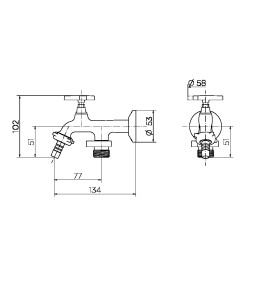 Torneira para tanque/máquina 1134 Nova Pertutti 00904106