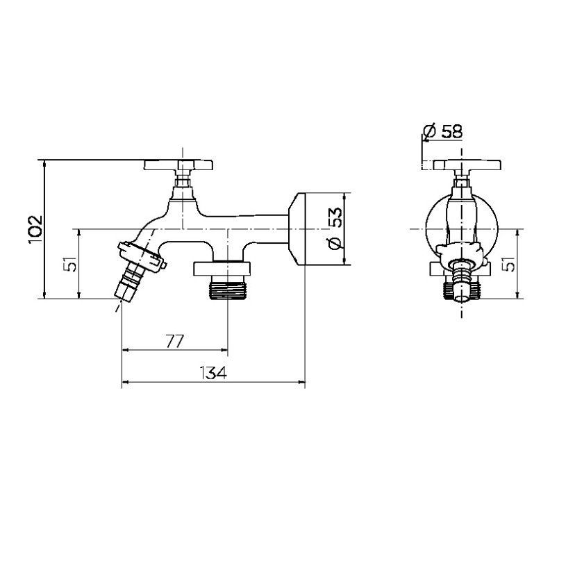 Torneira para tanque/máquina 1134 Nova Pertutti 00904106