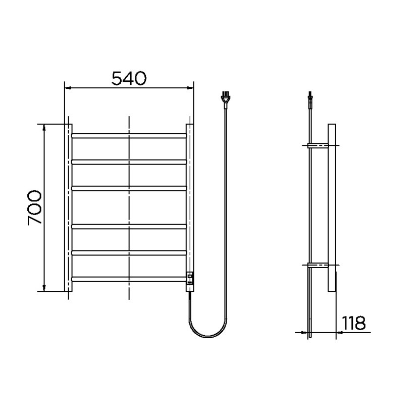 Toalheiro térmico de parede Round 220v DocolCozy inox polido 00918104