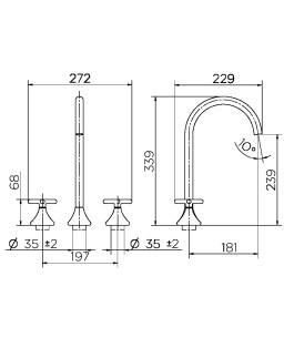 Misturador para banheiro 340 Liss grafite polido 00920748