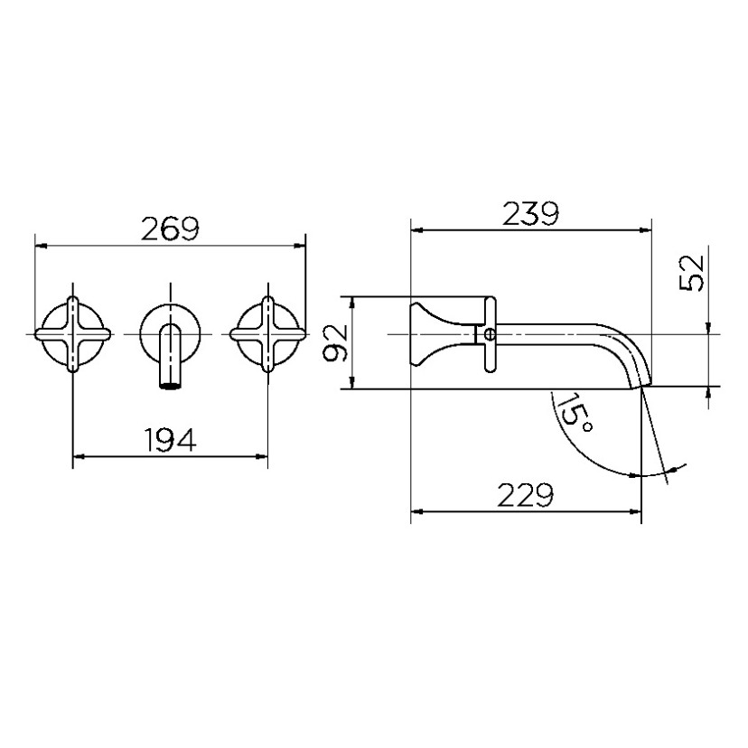 Misturador para banheiro de parede 230 Liss 00922706