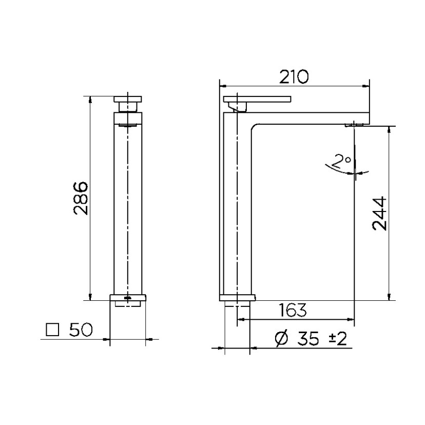 Torneira para banheiro bica alta New Edge cobre escovado 00925169