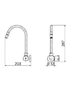 Torneira para Cozinha de Parede 1/2" e 3/4" Nova Riva 00928006