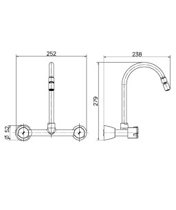 Misturador para Cozinha de Parede 1/2" e 3/4" Nova Riva 00929906