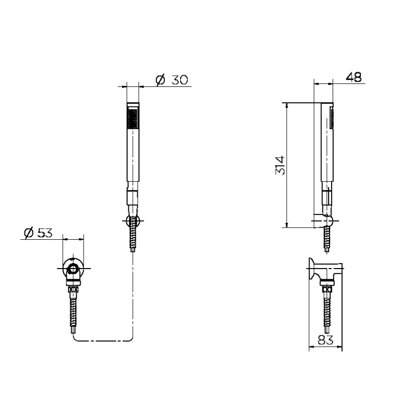 Ducha Manual com Desviador para Chuveiro de Parede C30 Ouro Polido 00934243