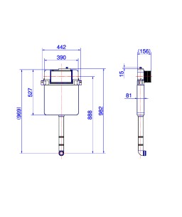 Caixa de descarga embutida g.3008 para alvenaria e drywall - bacia convencional 00949000